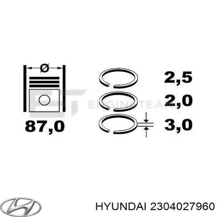Кільця поршневі комплект на мотор, STD. Hyundai Grandeur (TG) (Хендай Грандер)