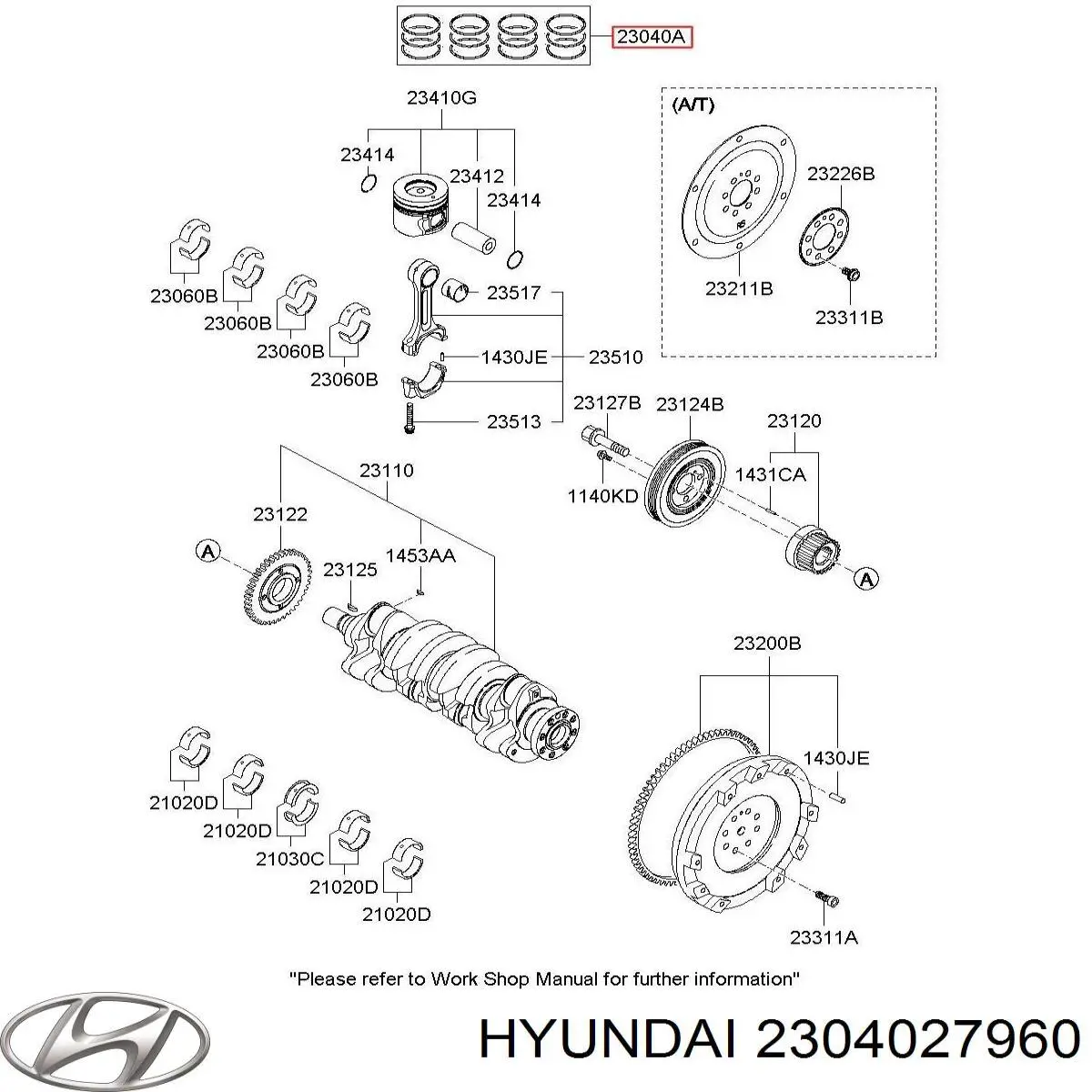 HCIA110S Parts-Mall Кільця поршневі комплект на мотор, STD.