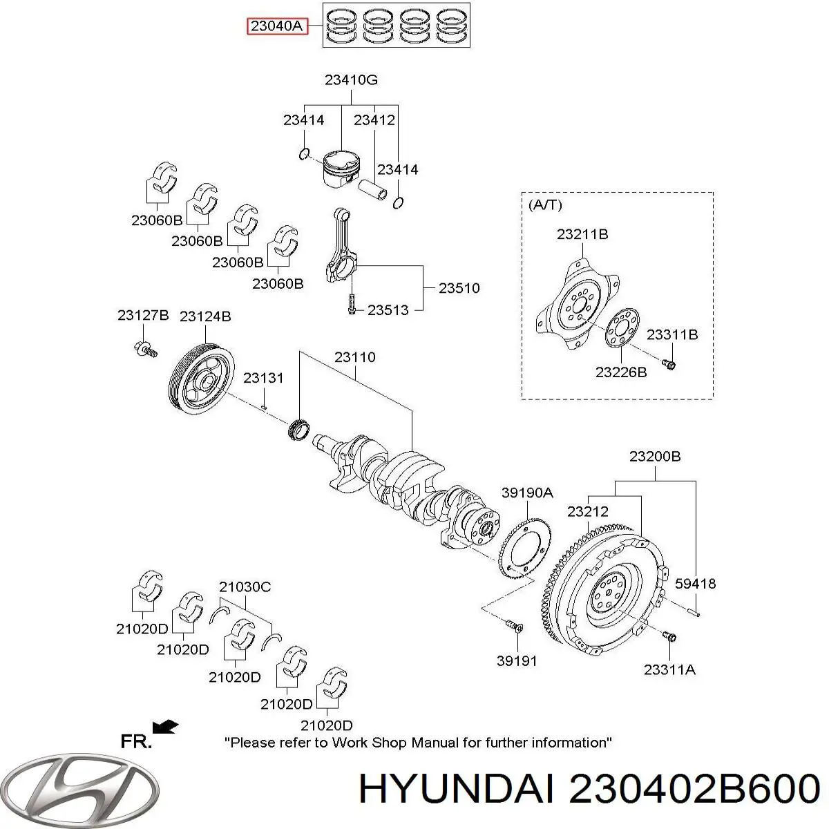 Купити 230402B600 Hyundai/Kia Маслоз'емні кільця, стандартні