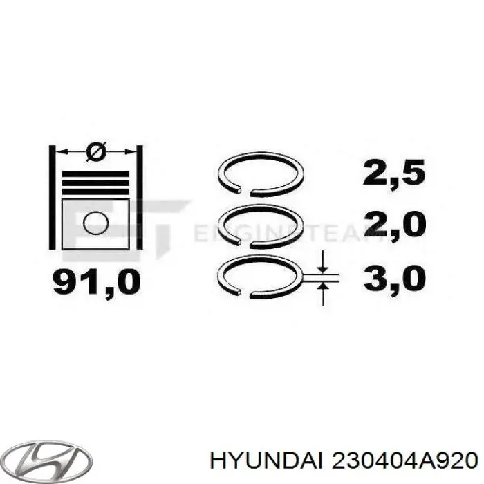 230404A920 Hyundai/Kia кільця поршневі комплект на мотор, std.