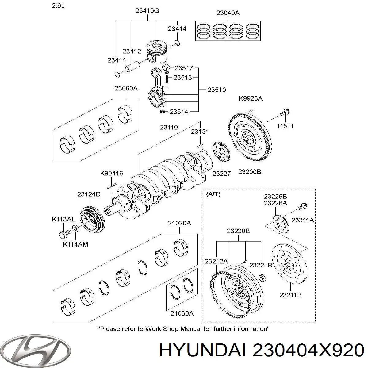 Поршні і шатуни Hyundai/Kia 230404X910 ціна, від 141.08 USD