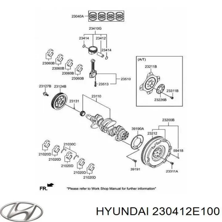 Купити 230412E100 Hyundai/Kia Поршень з пальцем без кілець, стандарт