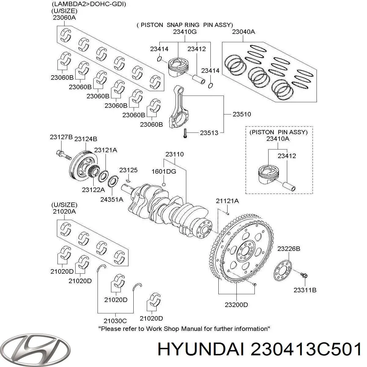 230413C501 Hyundai/Kia Поршень двигуна без кілець