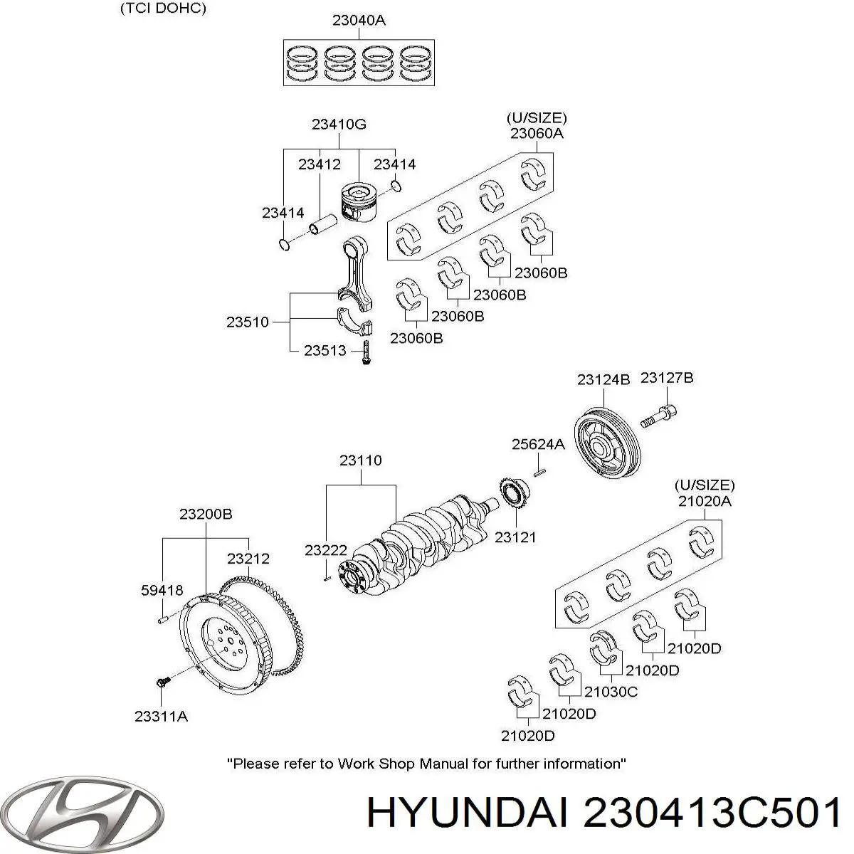 Купити 230413C501 Hyundai/Kia Поршень без кілець