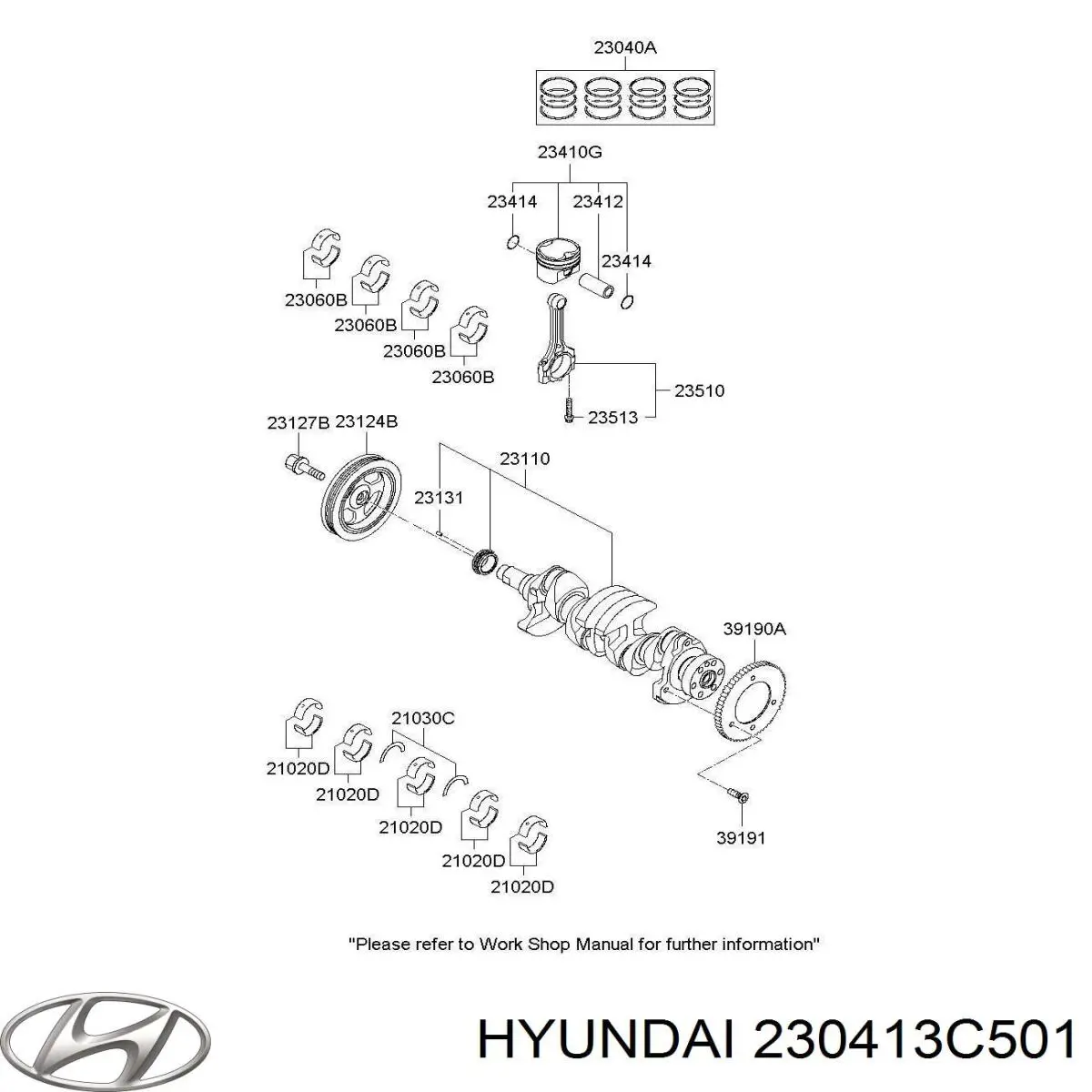 Поршень з пальцем без кілець, стандарт Hyundai/Kia 230413C501 ціна, від 52.21 USD