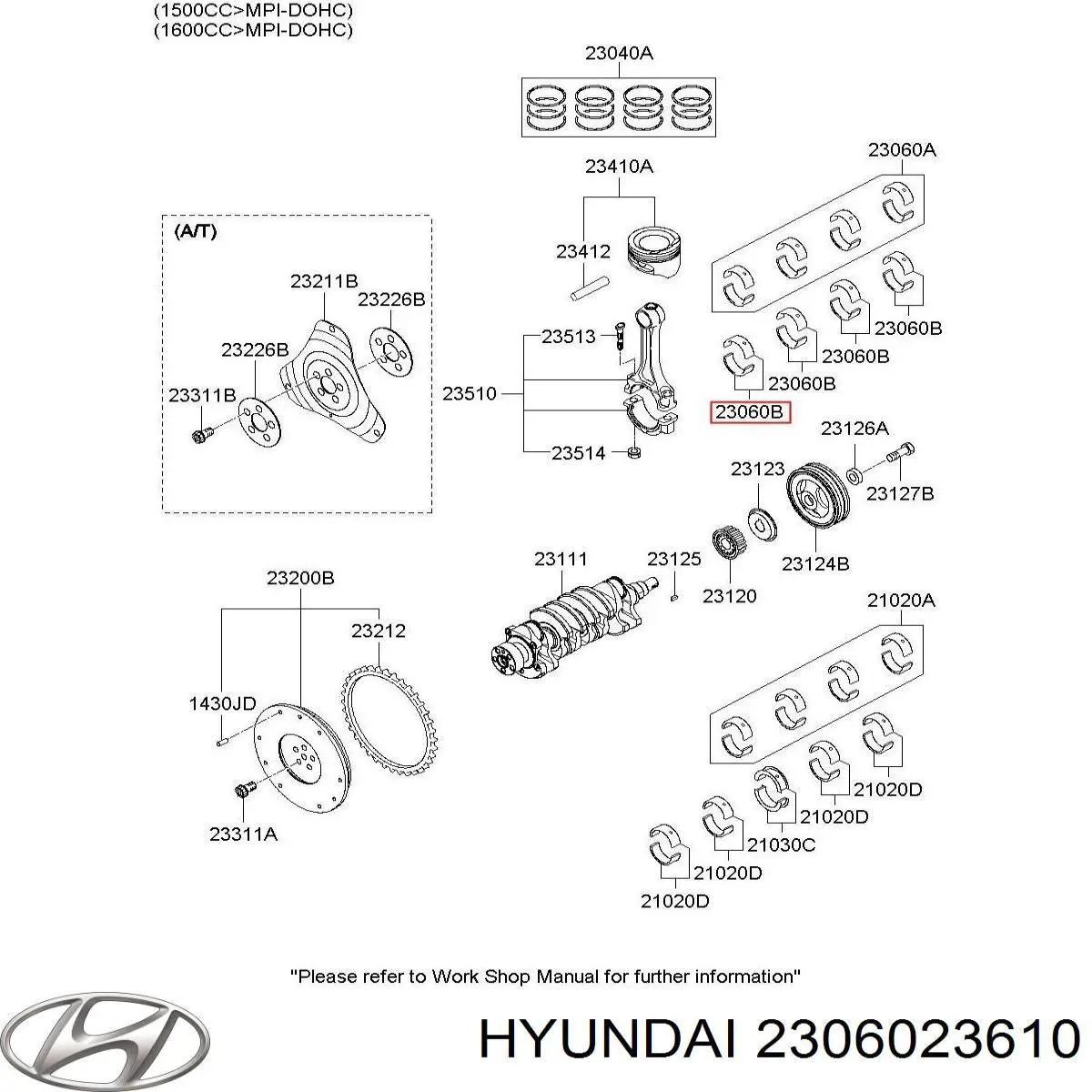 Шатунні вклалиші колінвала STD Hyundai/Kia 2306023610 ціна, від 15.41 USD
