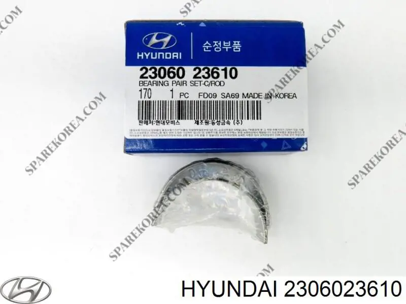 2306023610 Hyundai/Kia вкладиші колінвала, шатунні, комплект, стандарт (std)