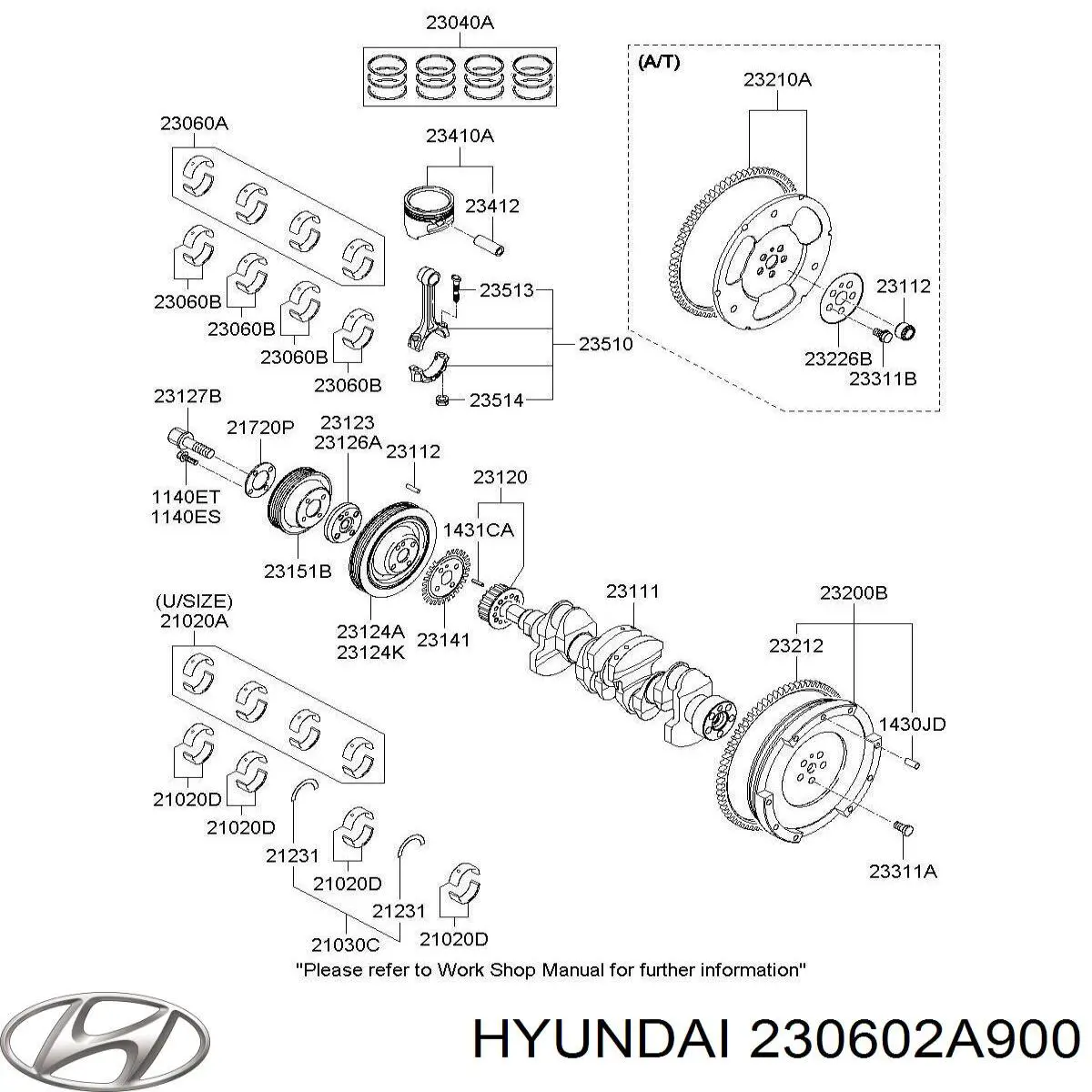 230602A902 Hyundai/Kia вкладиші колінвала, шатунні, комплект, стандарт (std)