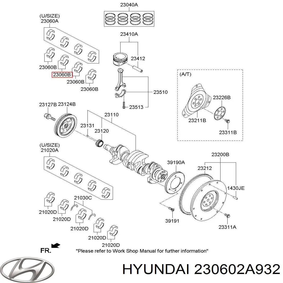Шатунні вклалиші колінвала STD Hyundai/Kia 230602A931 ціна, від 6.39 USD