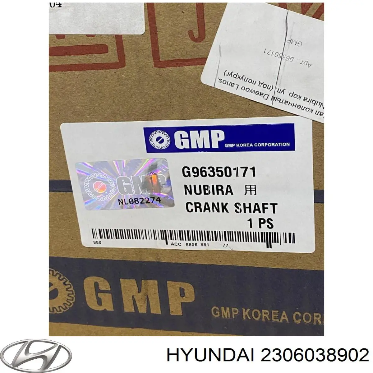Вкладиші колінвала, шатунні, комплект, 1-й ремонт (+0,25) Hyundai/Kia 2306038902