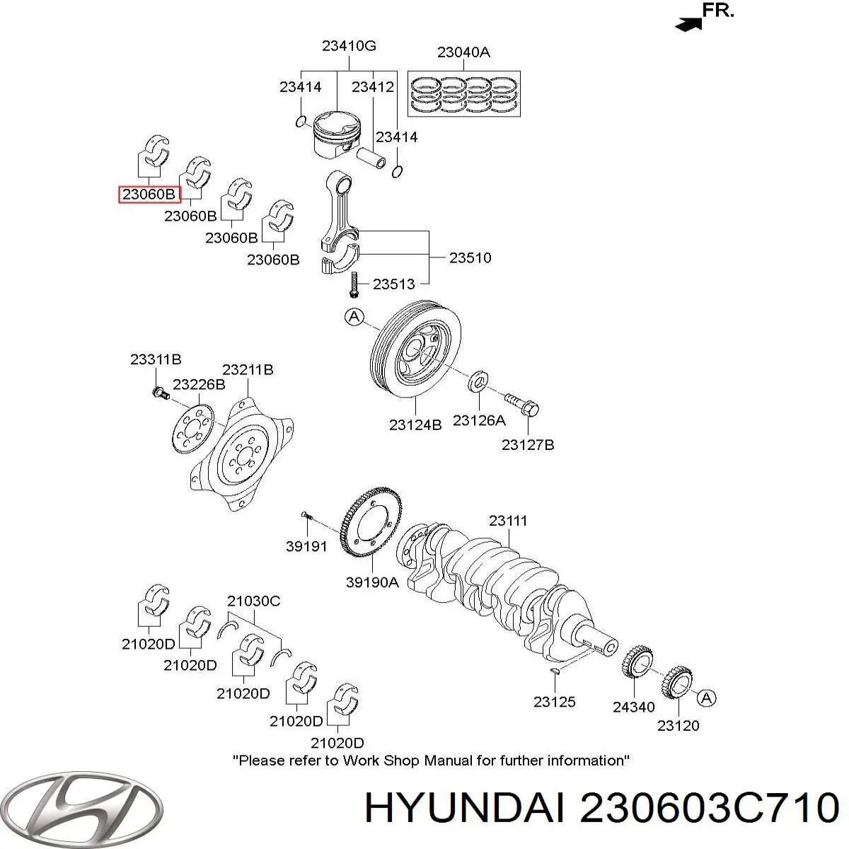 230603C712 Hyundai/Kia вкладиші колінвала, шатунні, комплект, стандарт (std)