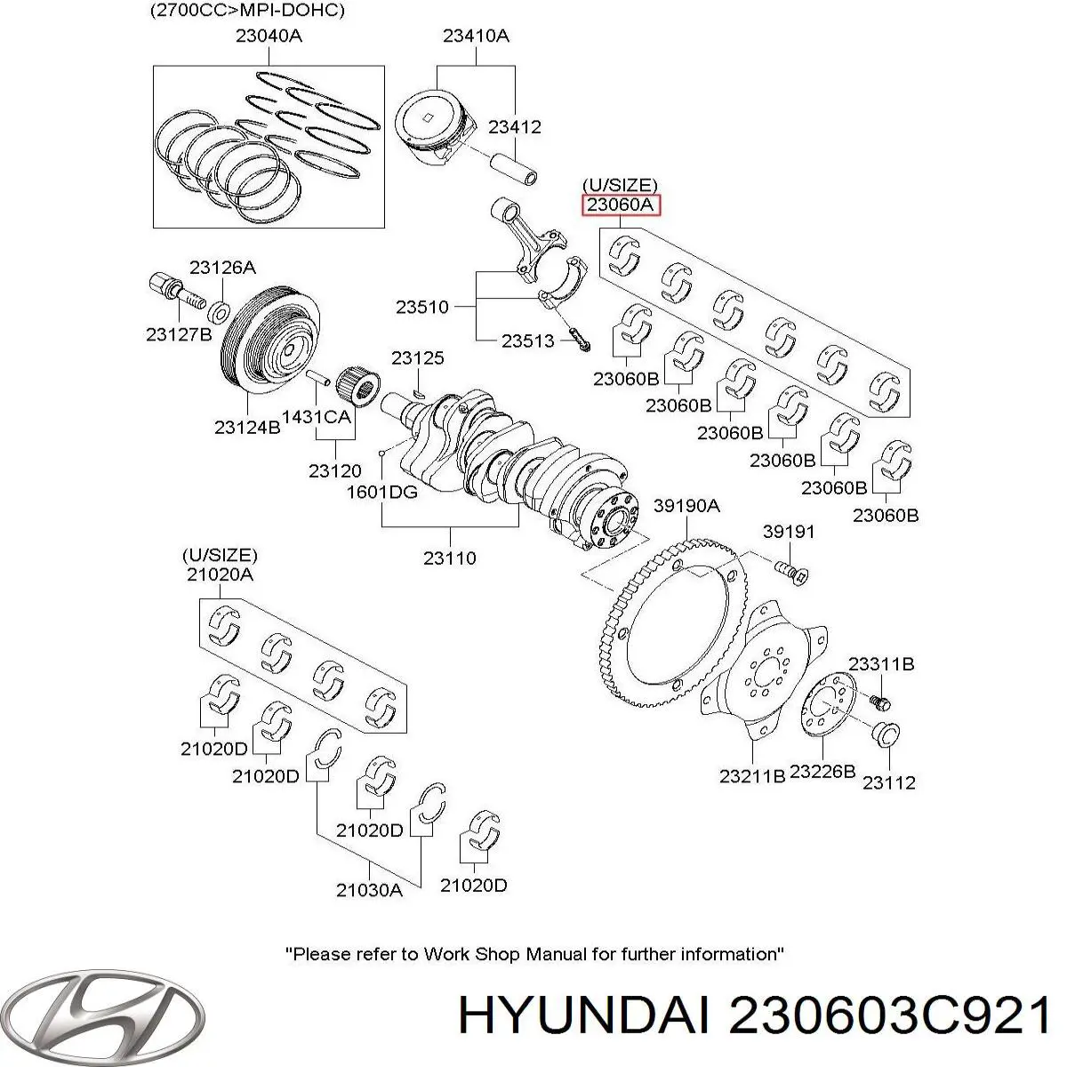 Купити 230603C921 Hyundai/Kia Вкладиші колінвалу компресора, шатунні, комплект, 1-й ремонт (+0,25)