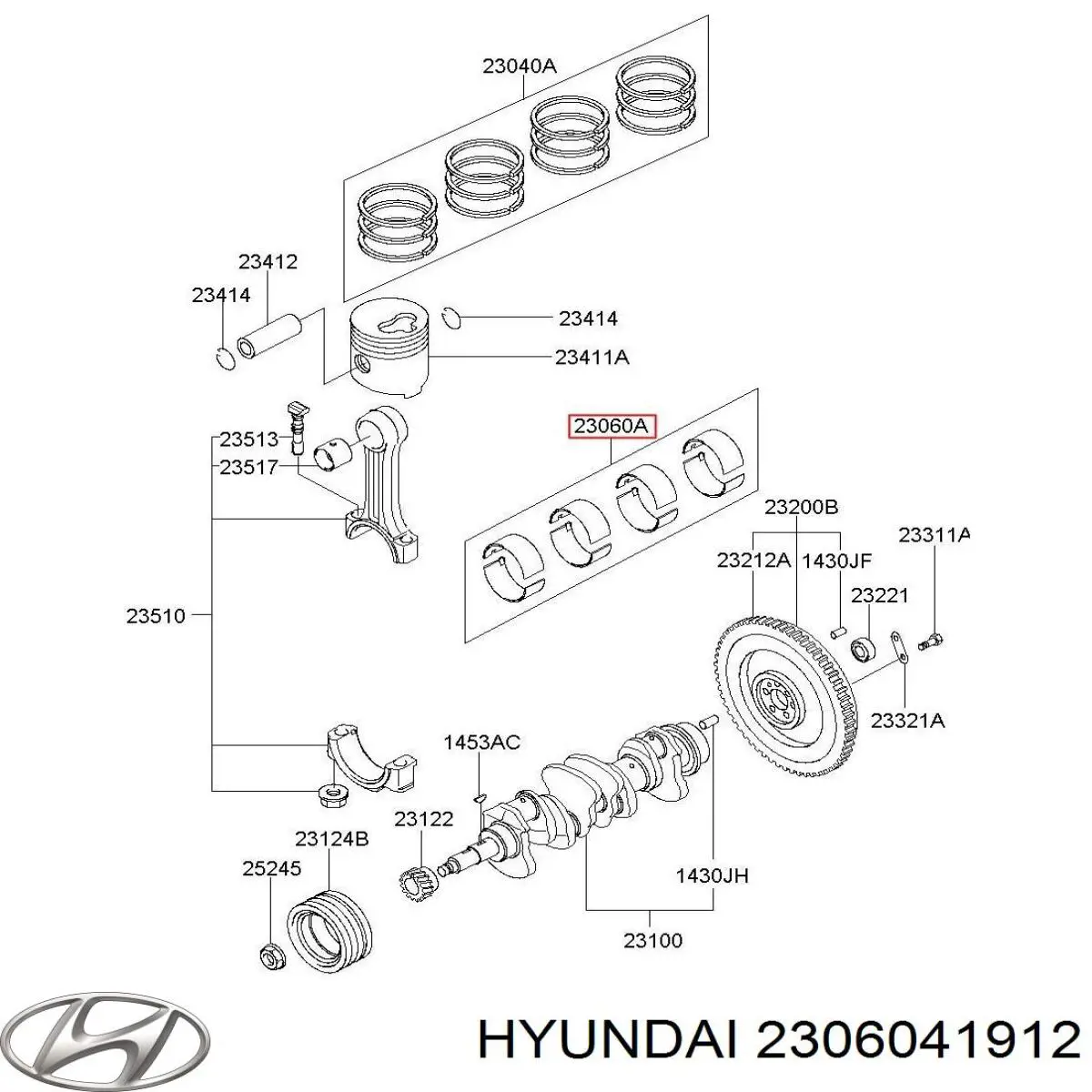 2306041912 Hyundai/Kia вкладиші колінвала, шатунні, комплект, 2-й ремонт (+0,50)