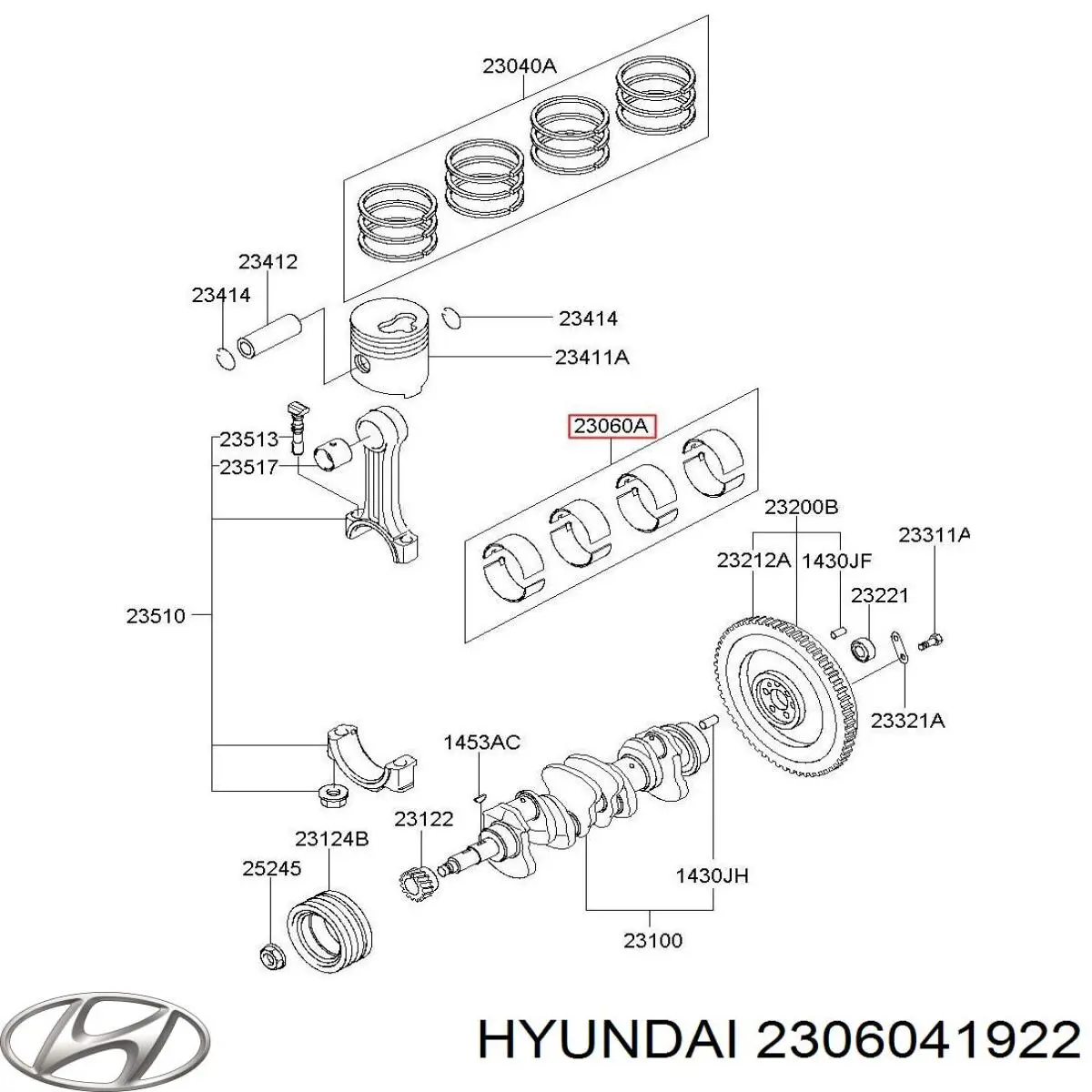 2306041922 Hyundai/Kia вкладиші колінвала, шатунні, комплект, 2-й ремонт (+0,50)