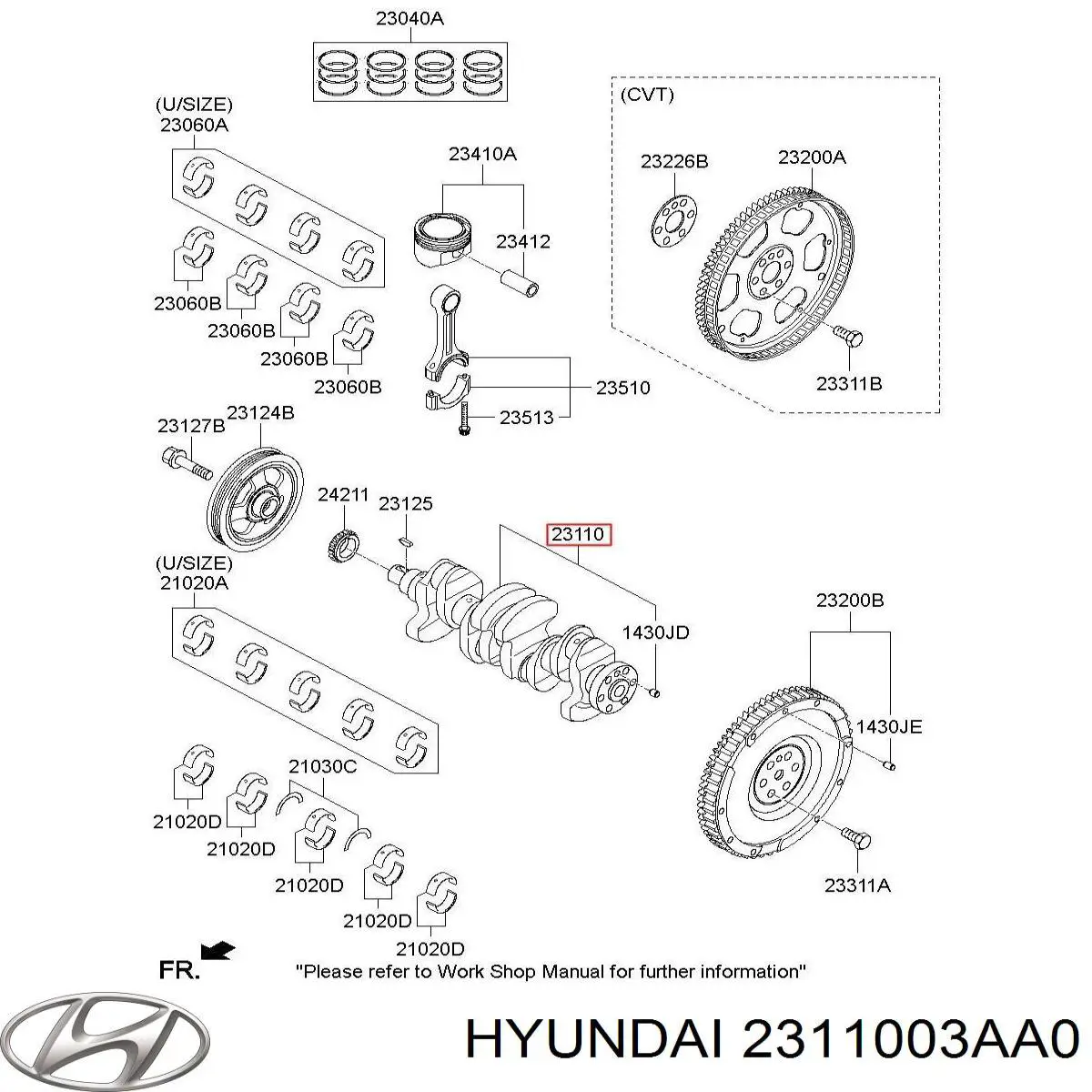 2311003AA0 Hyundai/Kia Колінвал двигуна