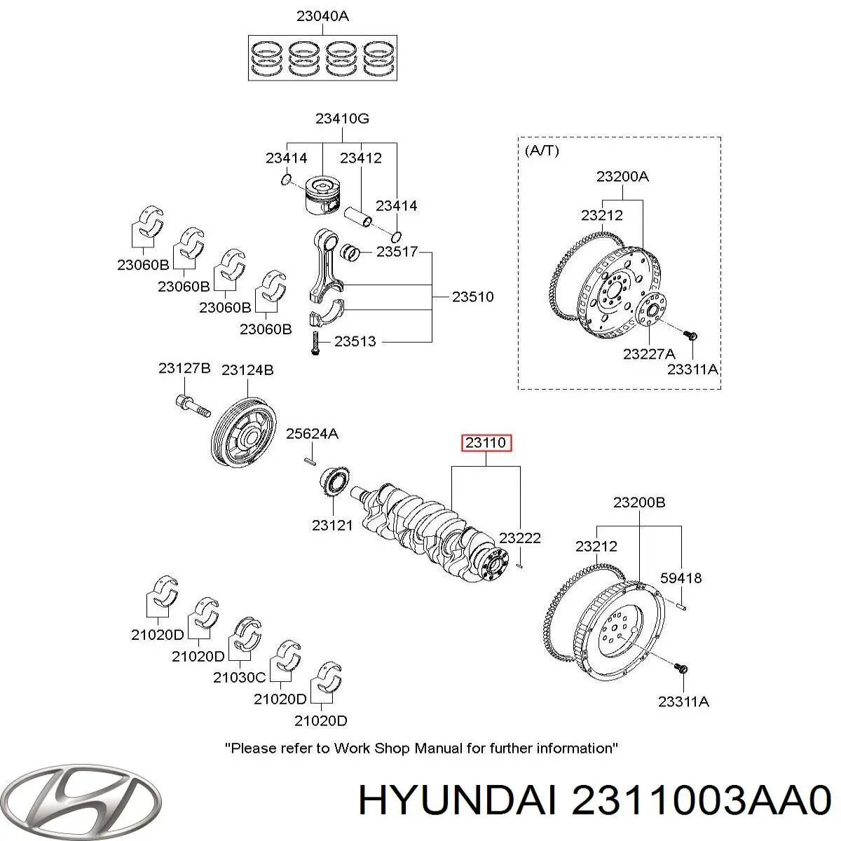 Купити 2311003AA0 Hyundai/Kia Колінвал