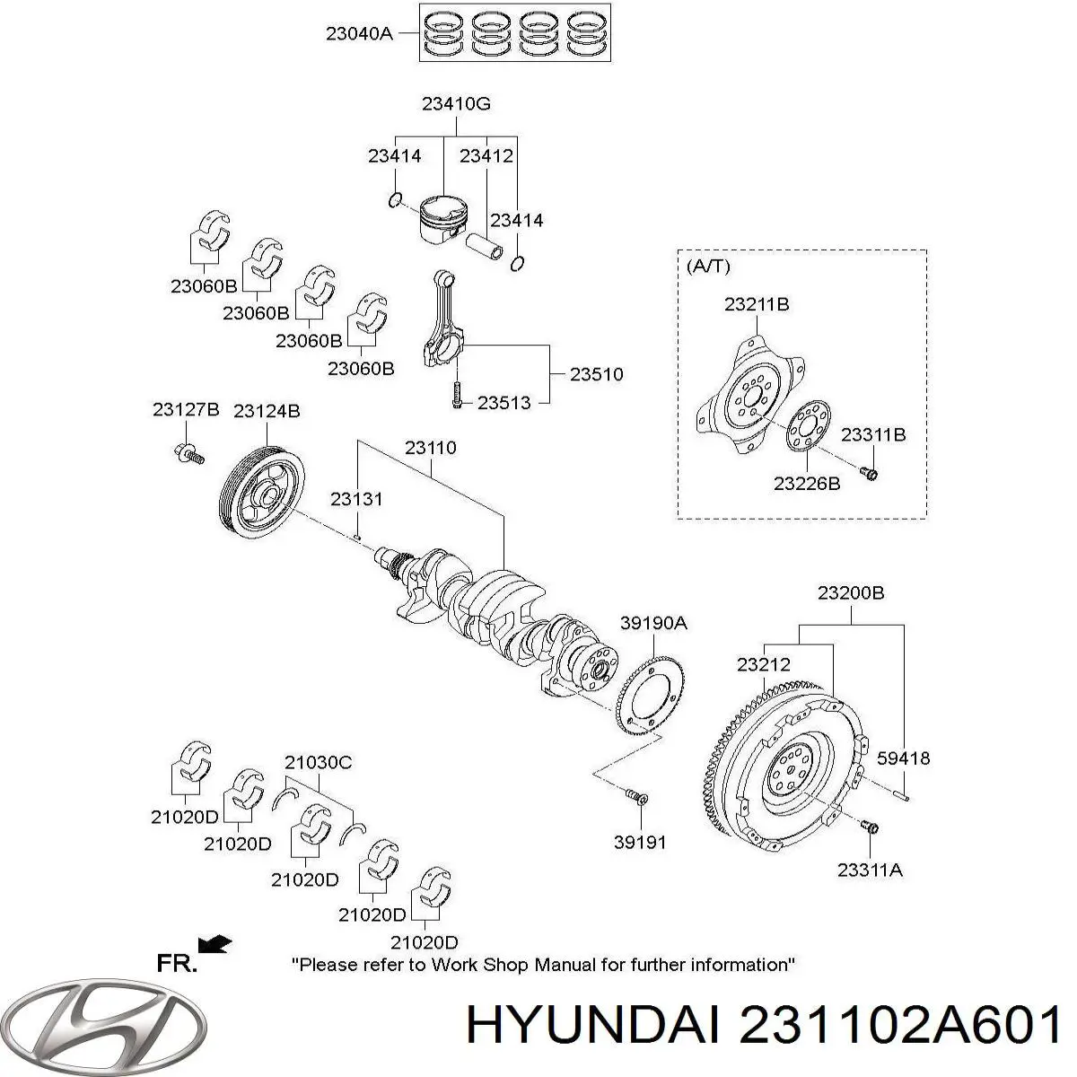 Вал колінчастий і маховик Hyundai/Kia 231102A601 ціна, від 166.30 USD