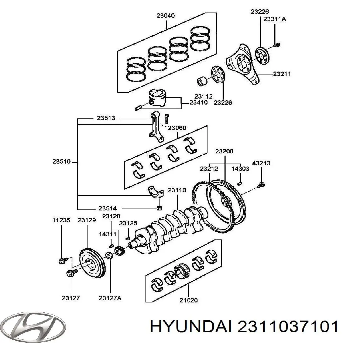 Купити 2311037101 Hyundai/Kia Колінвал