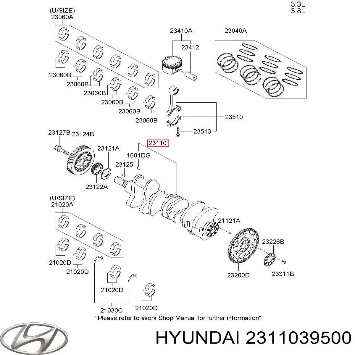 2311039500 Hyundai/Kia колінвал двигуна