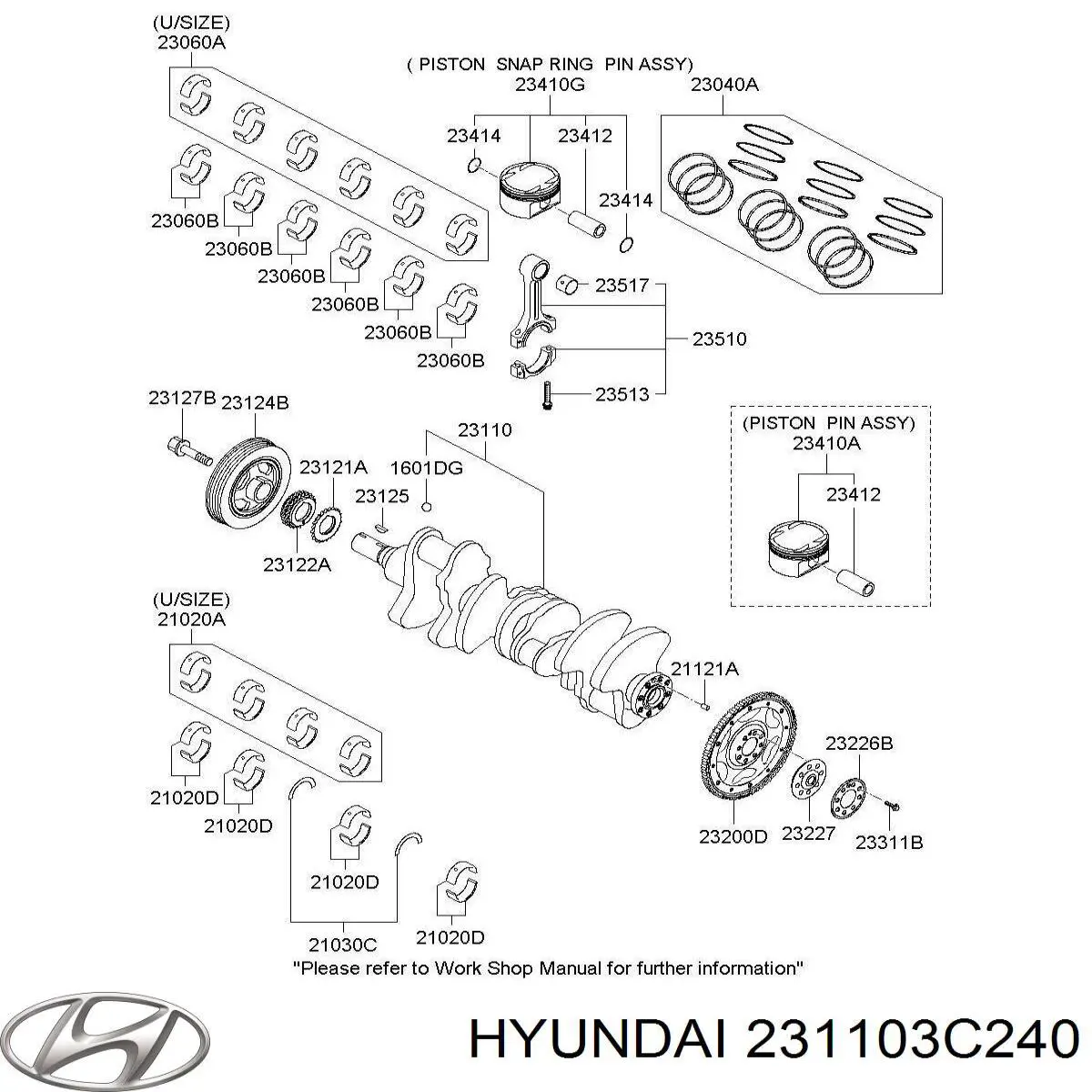 Колінвал 231103C240 Hyundai/Kia