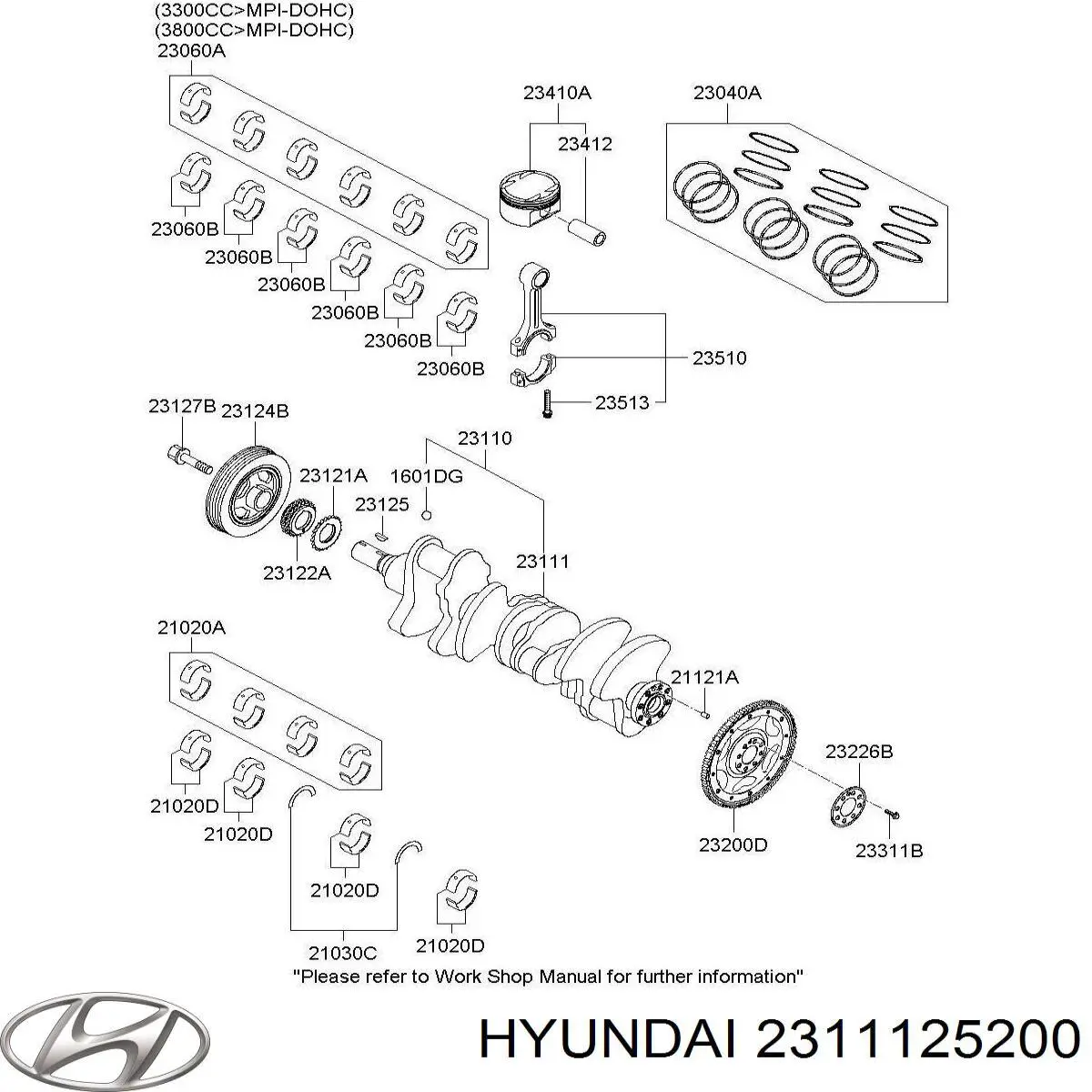 Вал колінчастий і маховик Hyundai Sonata V седан (NF) (2007 - 2010) ціна, від 608.29 USD