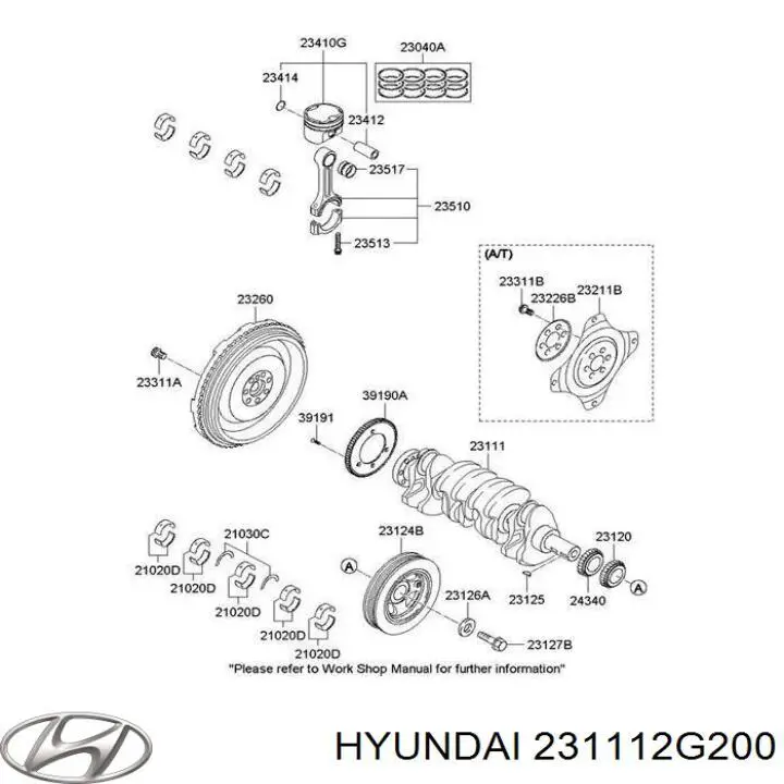 Коленвал двигателя HYUNDAI 231112G200