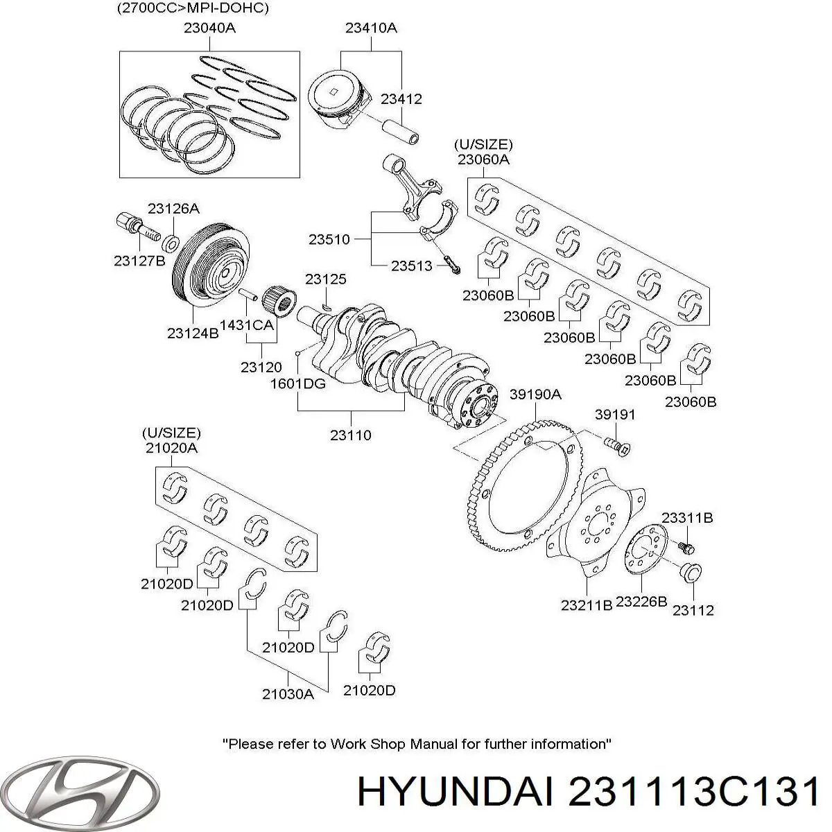 Колінвал двигуна Hyundai Grandeur (TG) (Хендай Грандер)