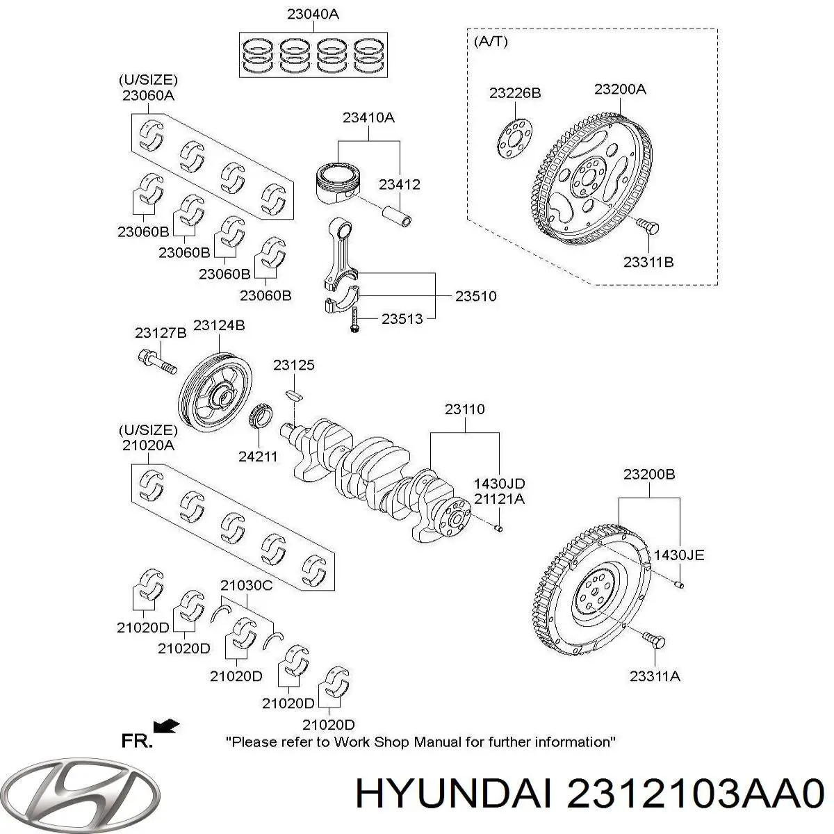 Зірка-шестерня приводу коленвалу двигуна Hyundai/Kia 2312103AA0 ціна, від 19.20 USD