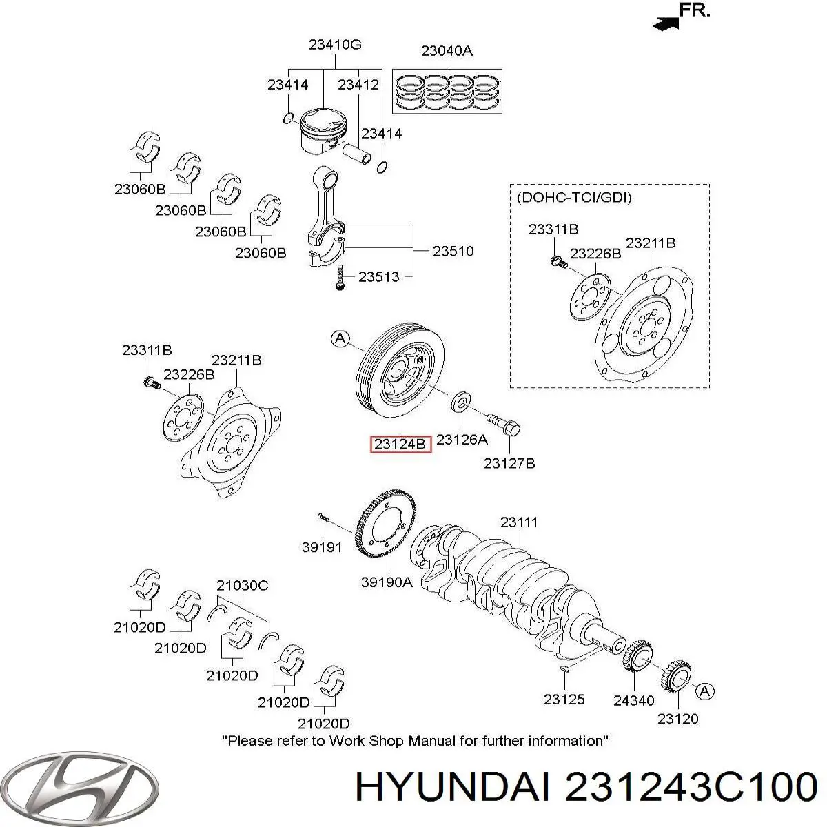 Шків колінвала 231243C100 Hyundai/Kia