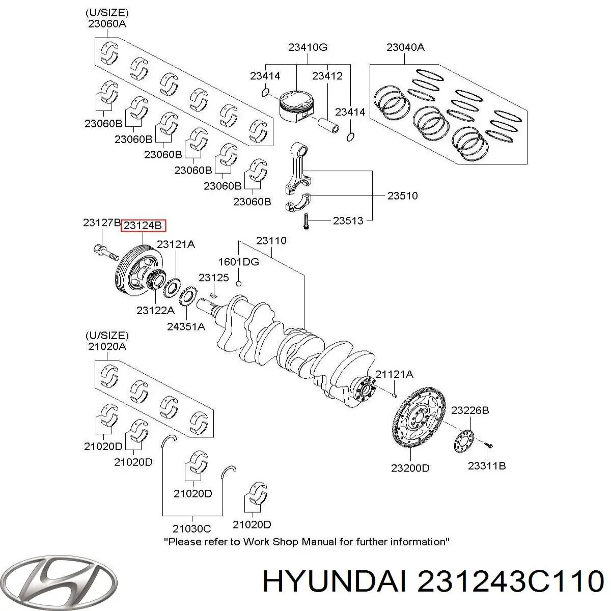 Купити 231243C110 Hyundai/Kia Шків колінчастого вала