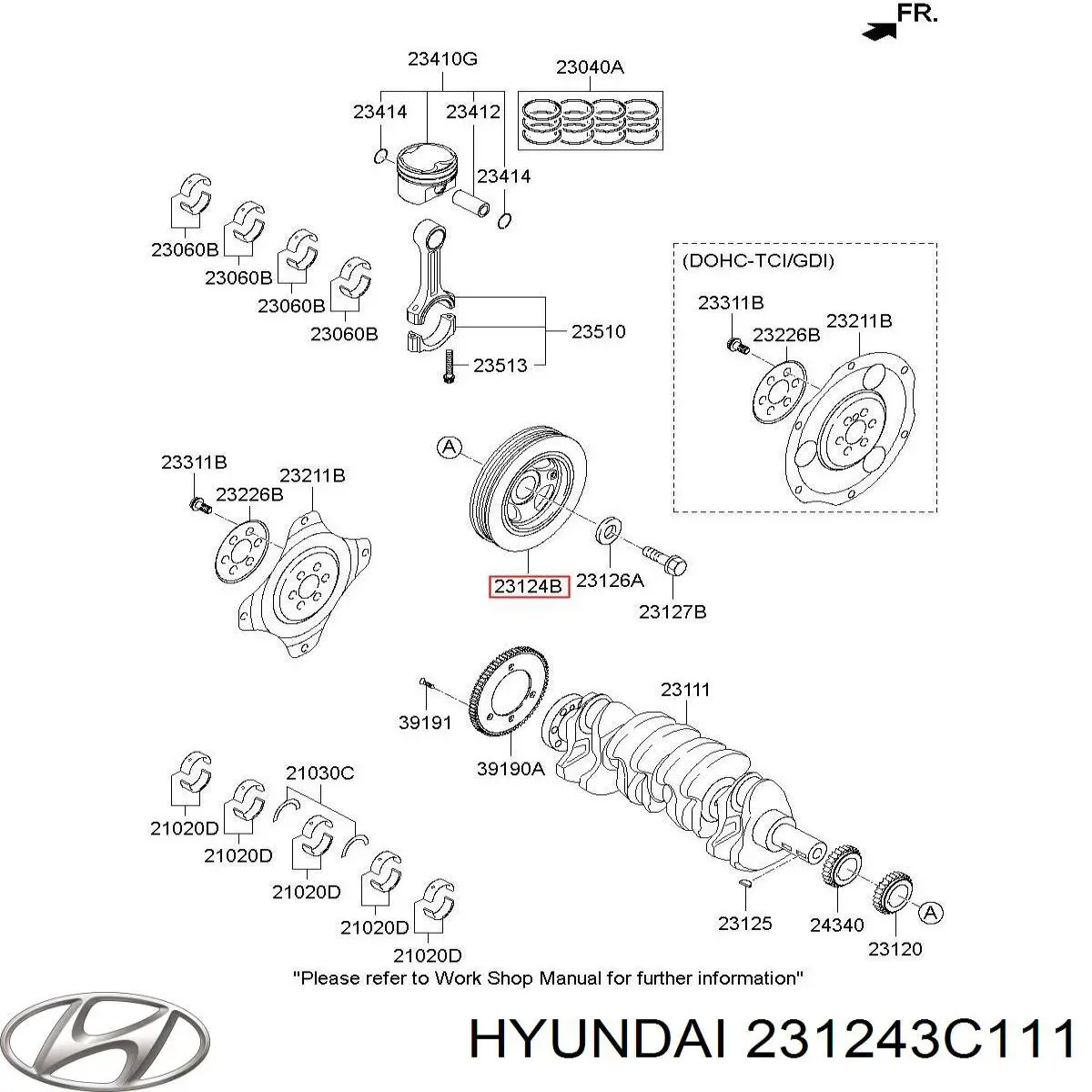 Демпферний шків колінвала Hyundai/Kia 231243C111