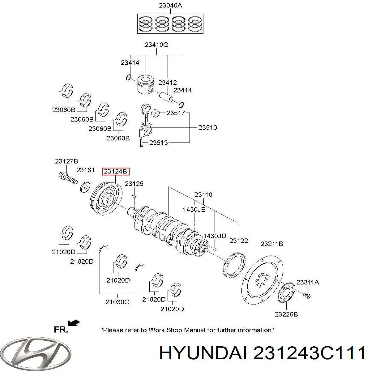 Шків колінвала 231243C111 Hyundai/Kia