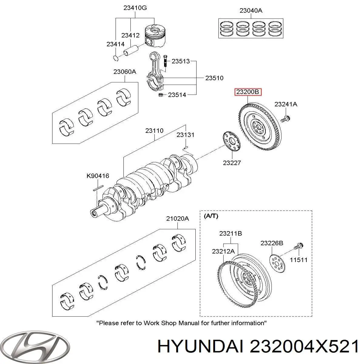 Маховик двигуна 232004X521 Hyundai/Kia