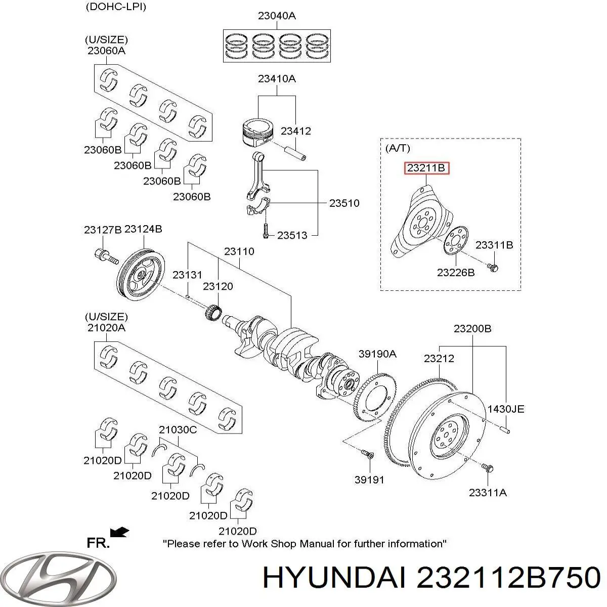 Купити 232112B750 Hyundai/Kia Маховик із зубчастим ободом в зборі