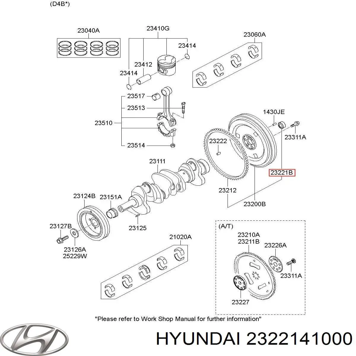 2322141000 Hyundai/Kia Підшипник генератора