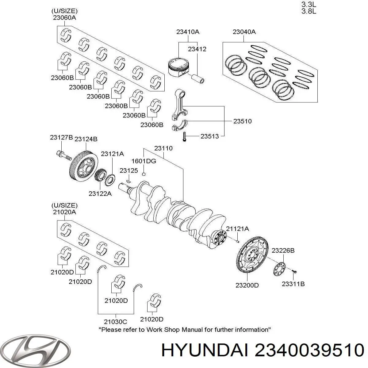 Поршень в зборі Hyundai/Kia 2340039510 ціна, від 19.92 USD