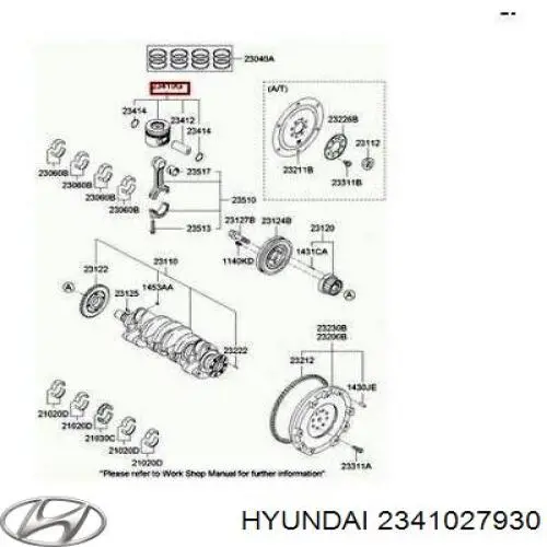 Купити 2341027930 Hyundai/Kia Поршень з пальцем без кілець, стандарт