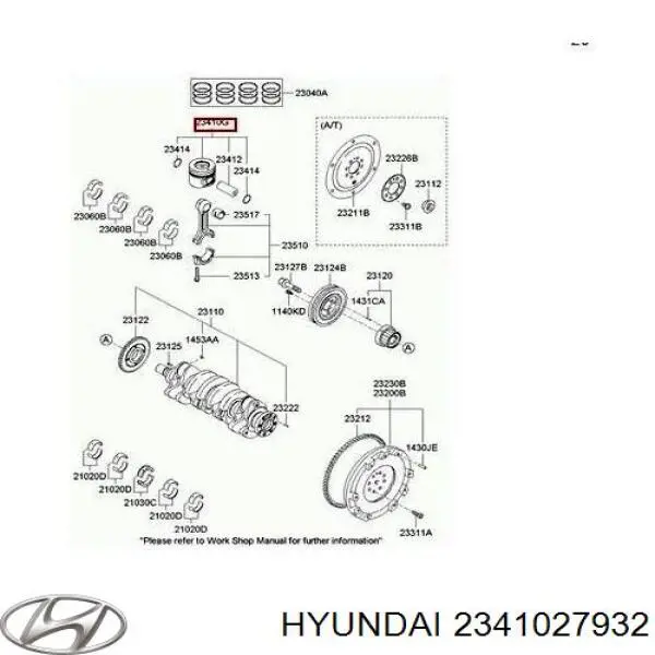2341027932 Hyundai/Kia Поршень без кілець