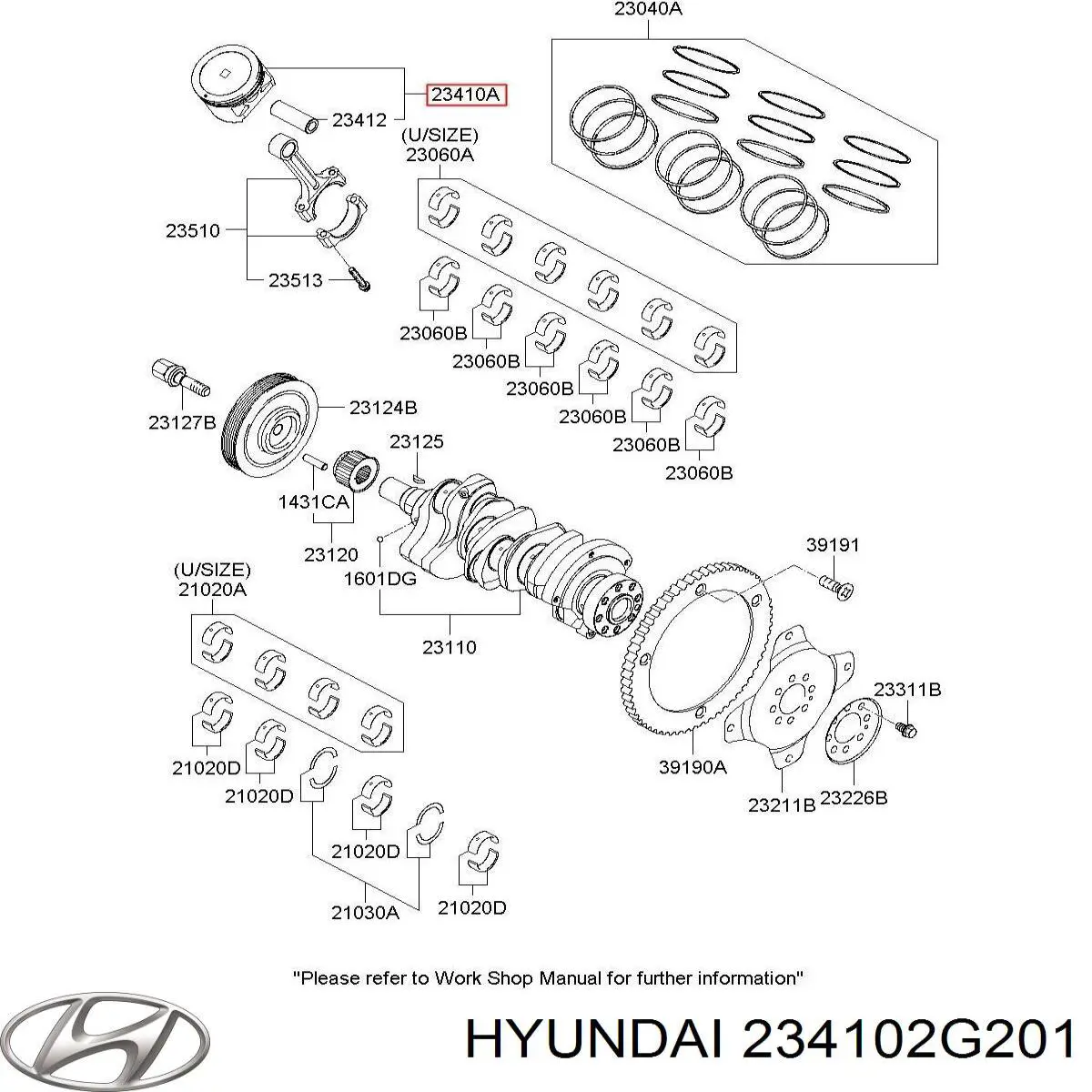 Поршень з пальцем без кілець, стандарт Hyundai/Kia 234102G200 ціна, від 19.42 USD