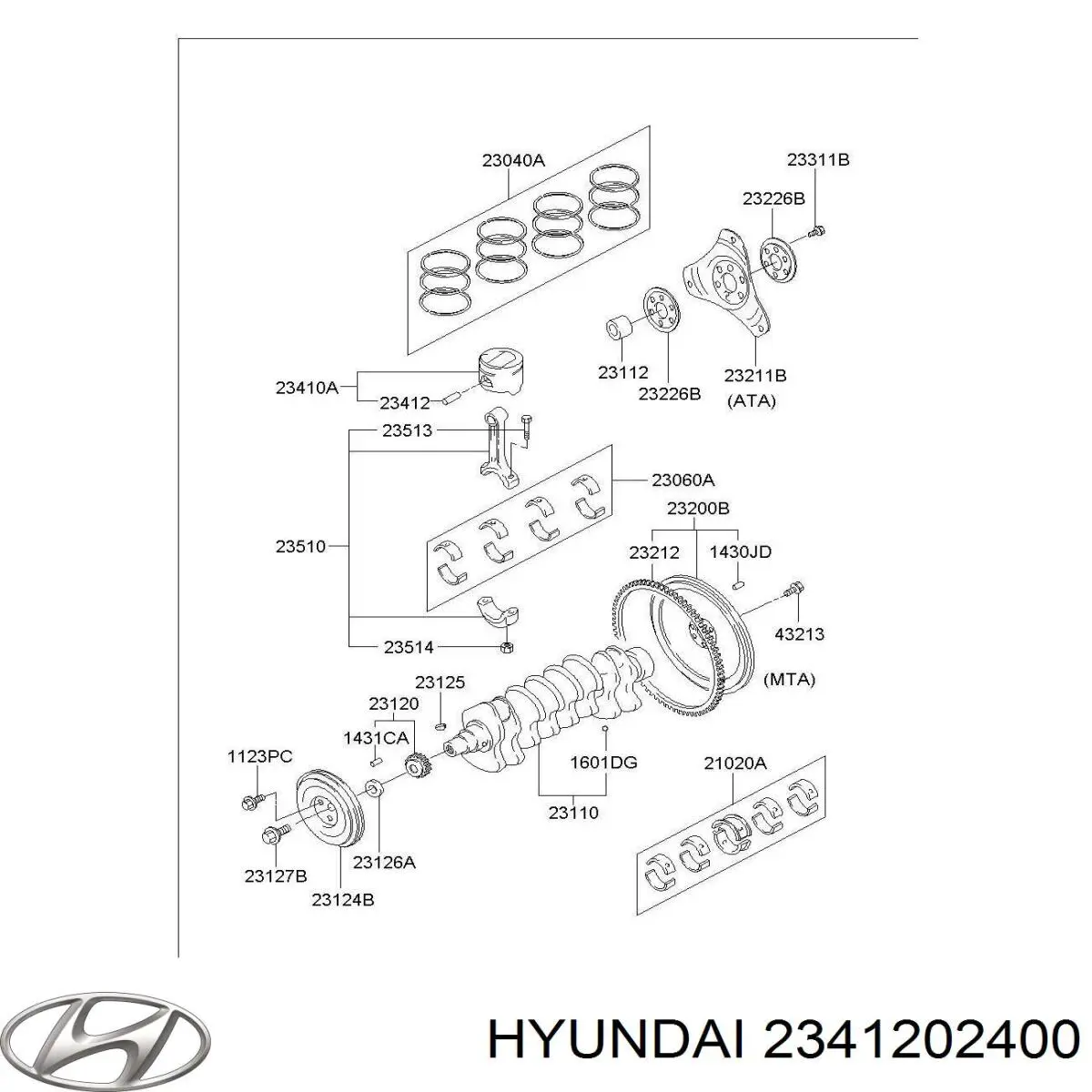 2341202400 Hyundai/Kia Палець поршня двигуна