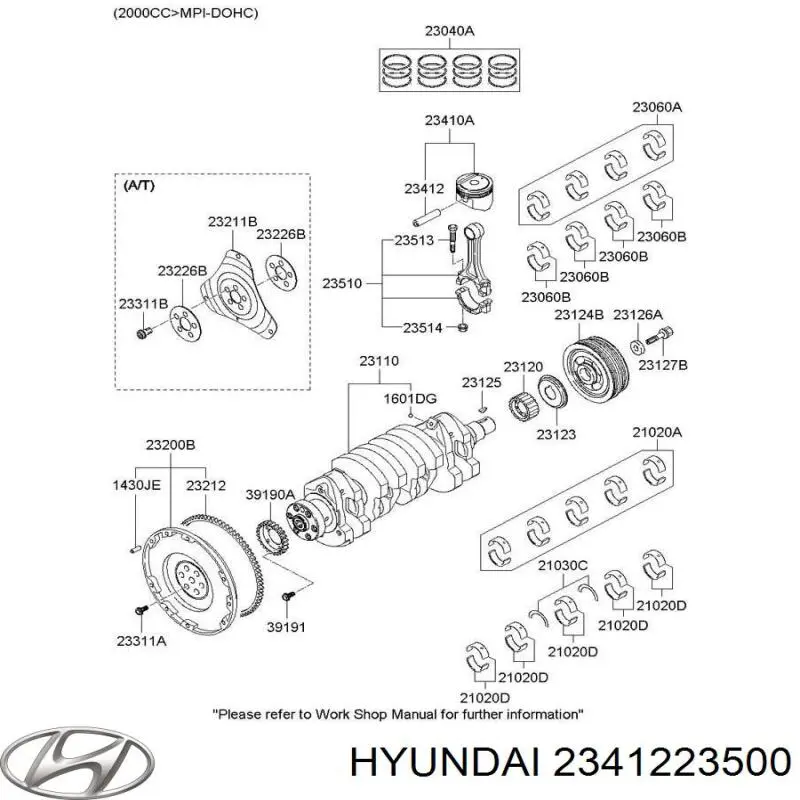 2341223500 Hyundai/Kia Палець поршня двигуна