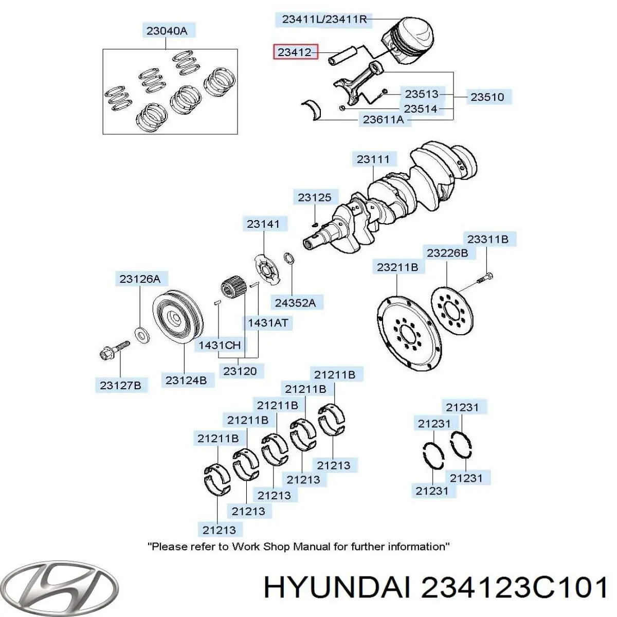 Купити 234123C101 Hyundai/Kia Палець поршня двигуна