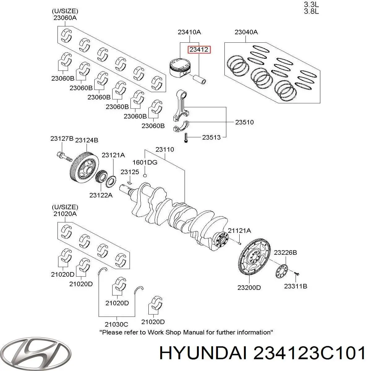  Палець поршня двигуна Hyundai Azera 