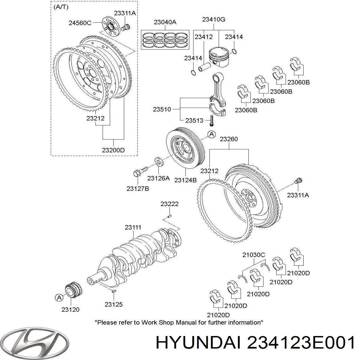 234123E001 Hyundai/Kia Палець поршня двигуна