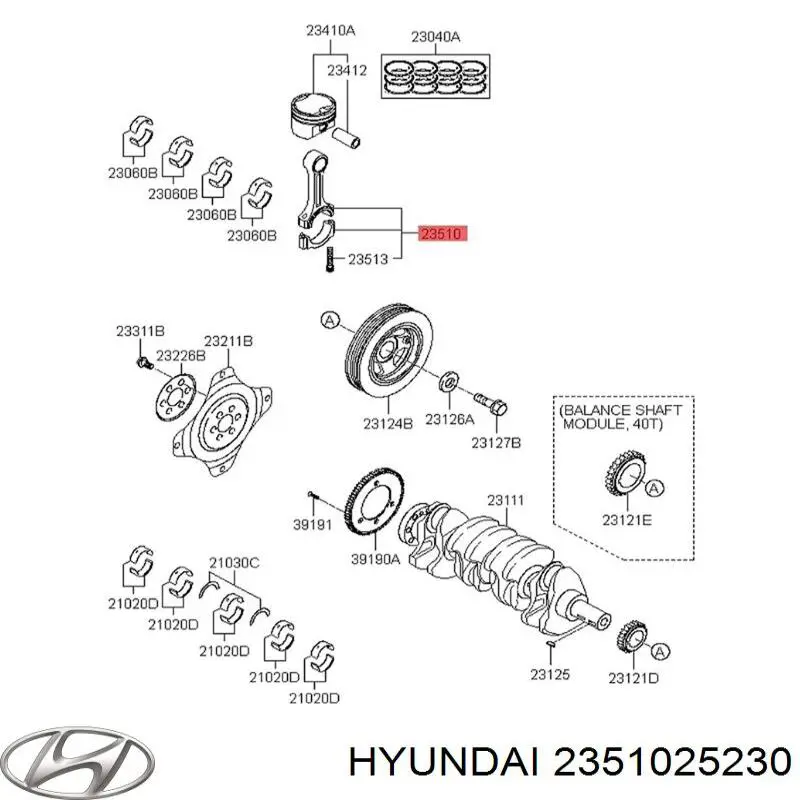 Шатун поршня двигуна Hyundai/Kia 2351025210