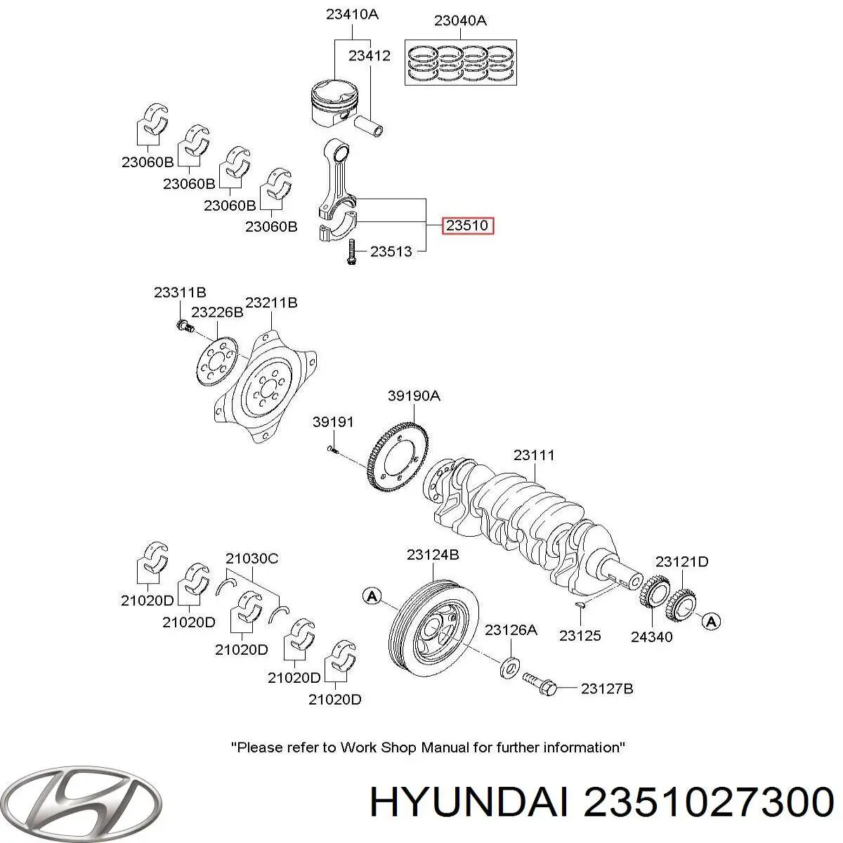 2351027300 Hyundai/Kia шатун поршня двигуна