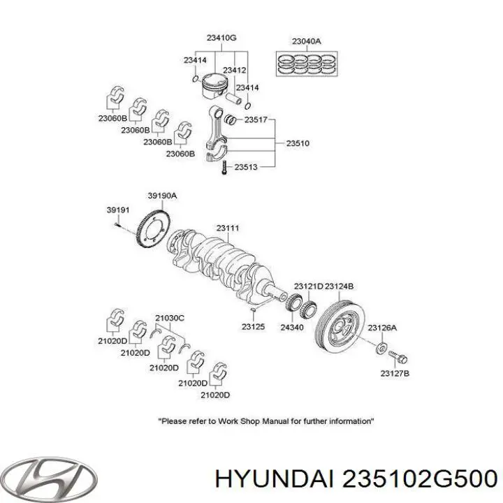 Шатун поршня ДВЗ Hyundai/Kia 235102G500 ціна, від 36.74 USD