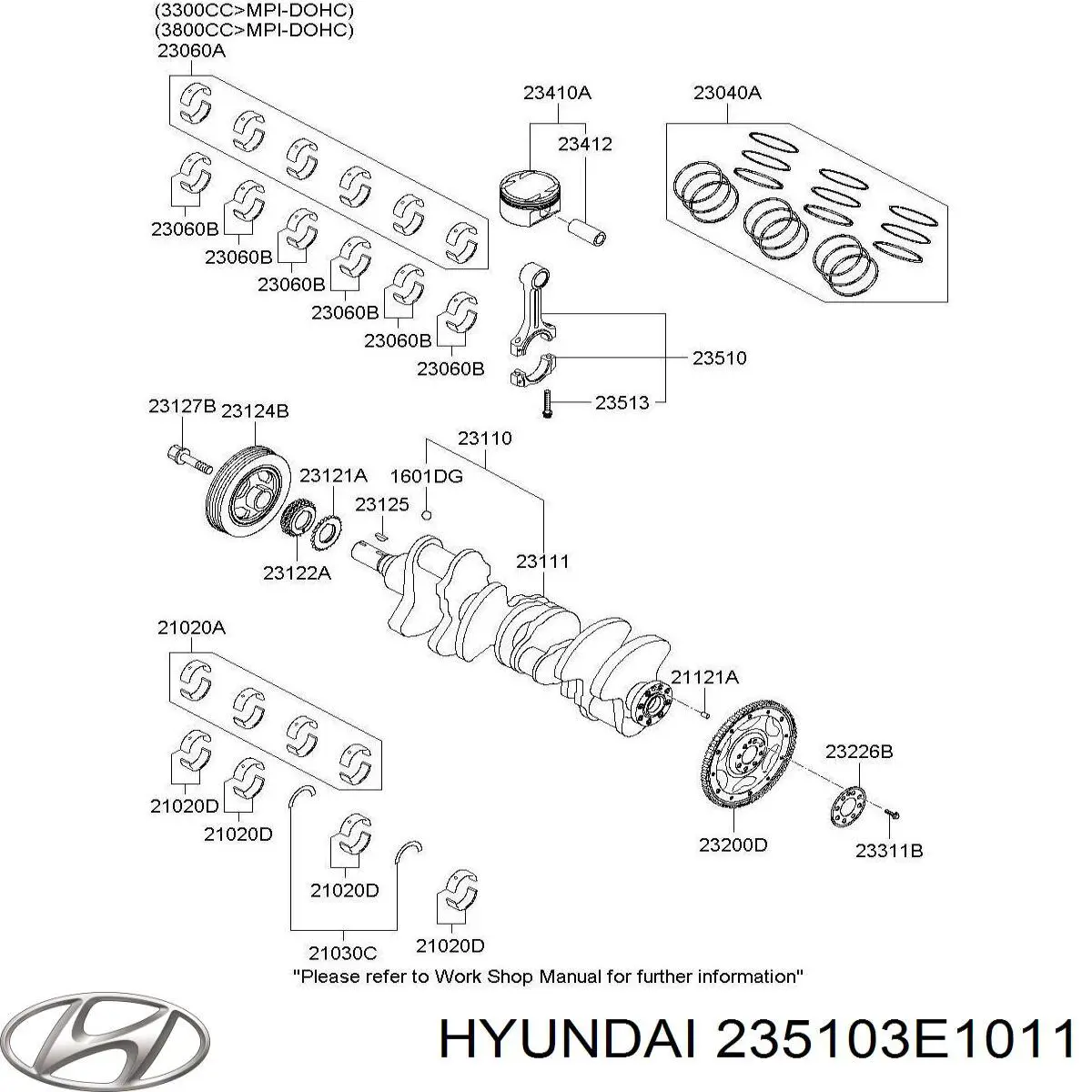 Шатун поршня двигуна 235103E101 Hyundai/Kia