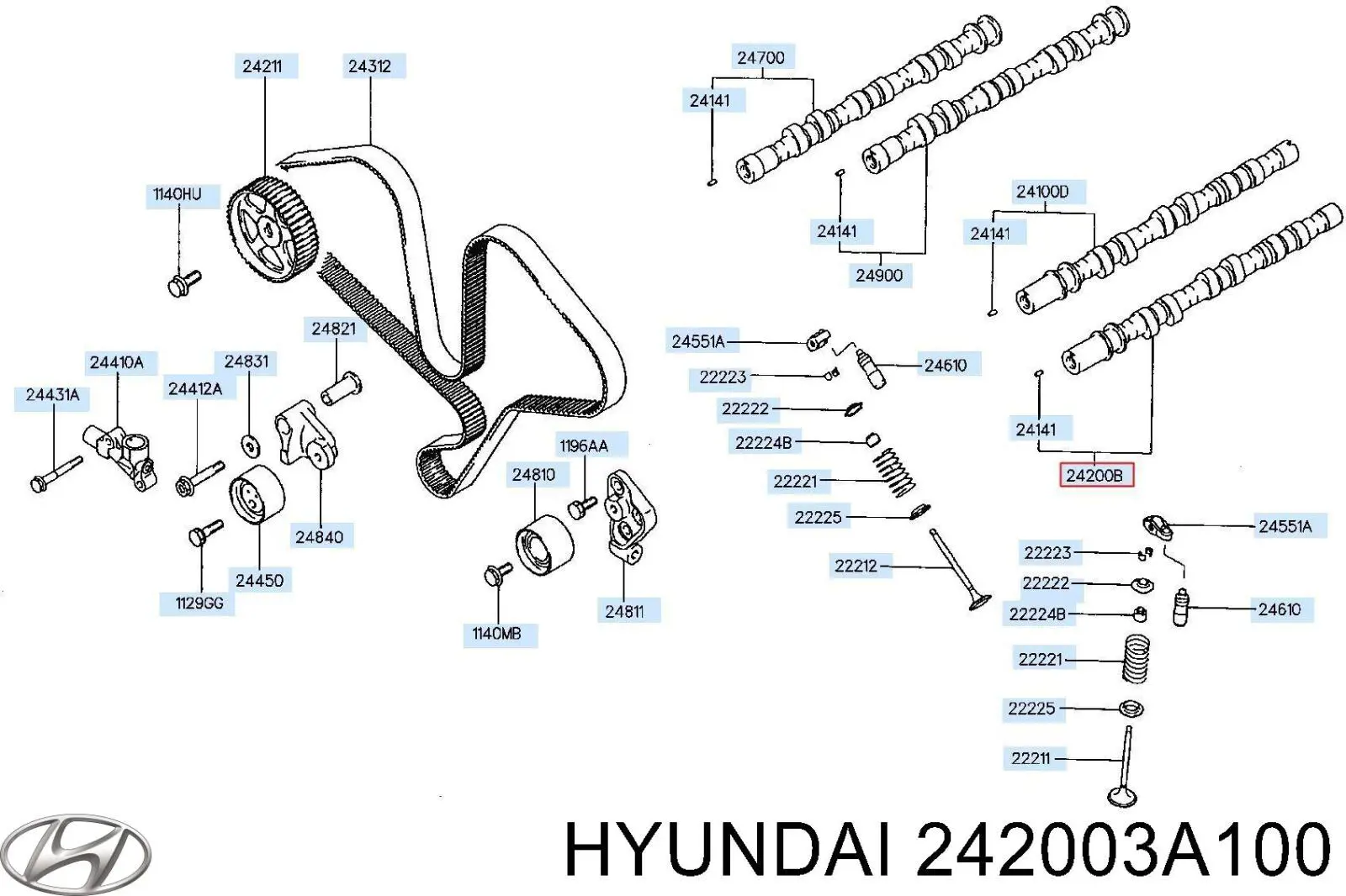 Купити 242003A100 Hyundai/Kia Розподільний вал двигуна випускний лівий