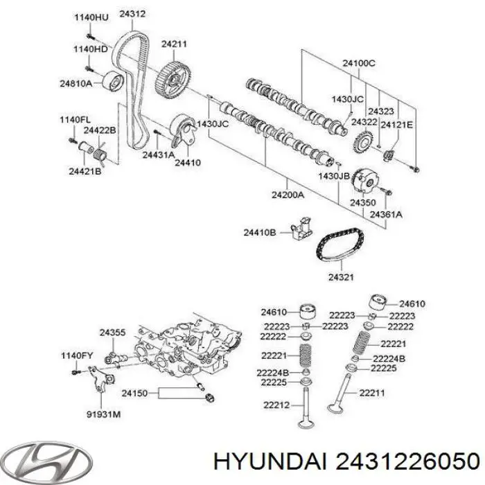 Зубчастий ремінь Hyundai/Kia 2431226050 ціна, від 16.13 USD